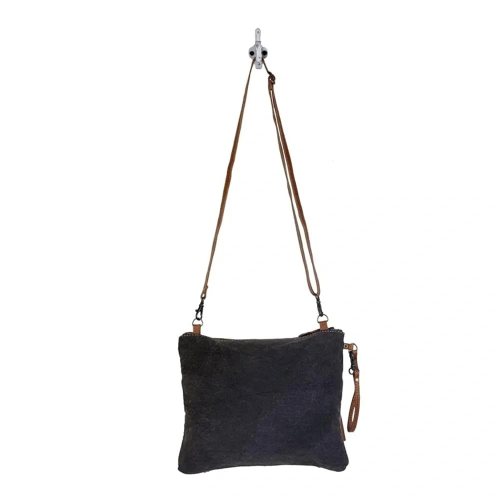 Myra Bag Leather/Cotton Crossbody EUC
